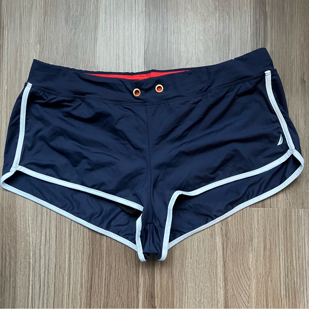 Nautica Dark Blue Women's Athletic Shorts with White Edging